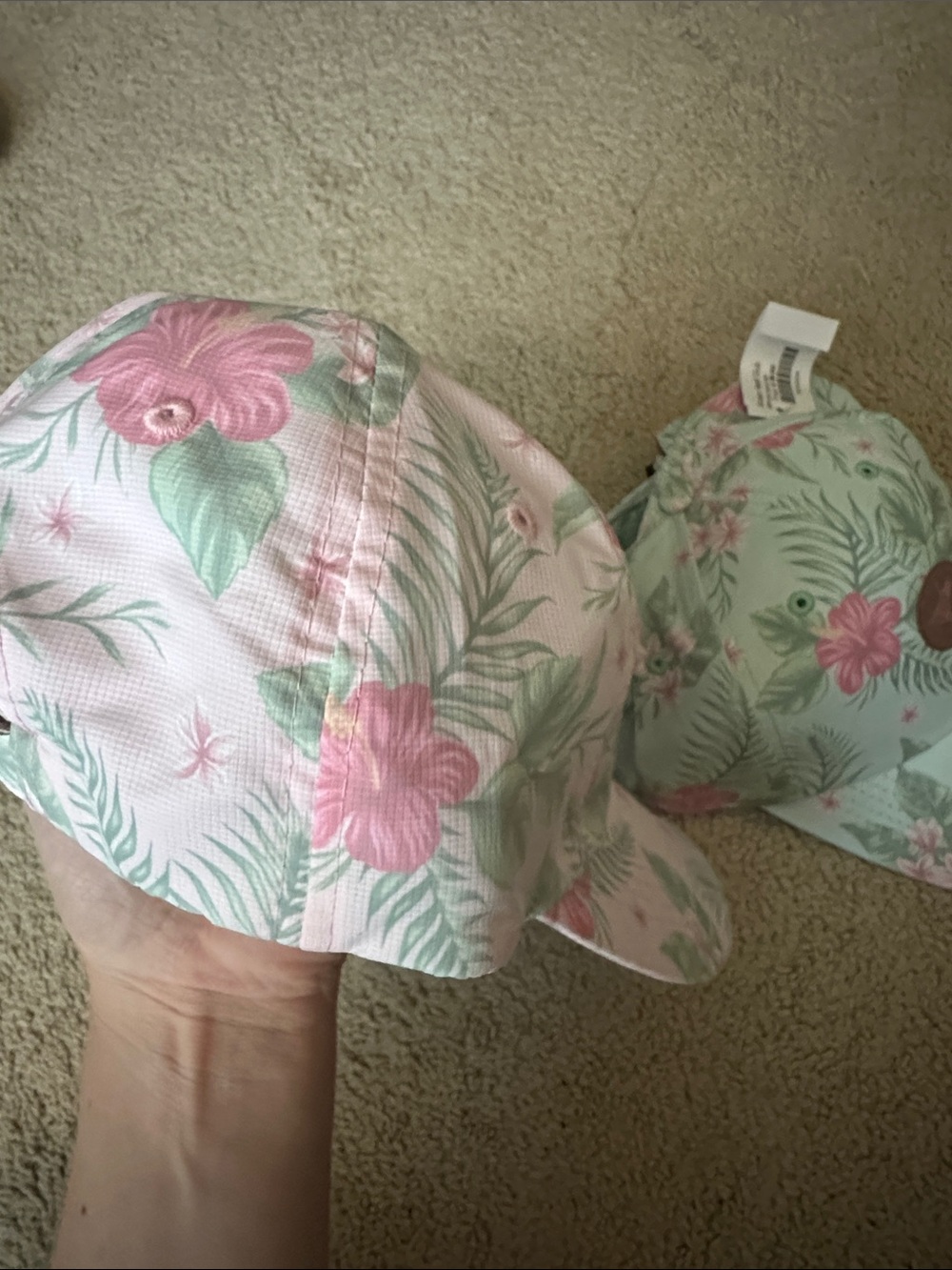 Imperial Floral UPF 60+ Sun Cap - Pink and Mint - Picture 10 of 10